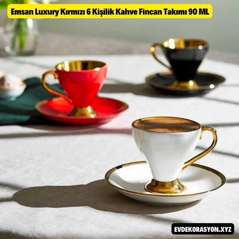 Emsan Luxury Kırmızı 6 Kişilik Kahve Fincan Takımı 90 ML Fiyatı 549.99TL